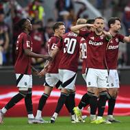 Fotbalisté Sparty se radují z druhého gólu proti Jablonci