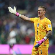 Anglický brankář Jordan Pickford v zápase proti Mexiku.